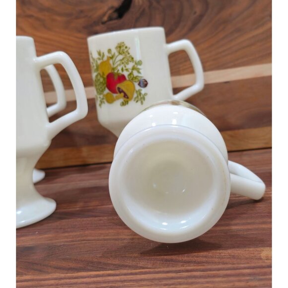 Vintage Corning Ware "Spice of Life" Milk Glass Pedestal Mugs, Set of 4 - Picture 8 of 8